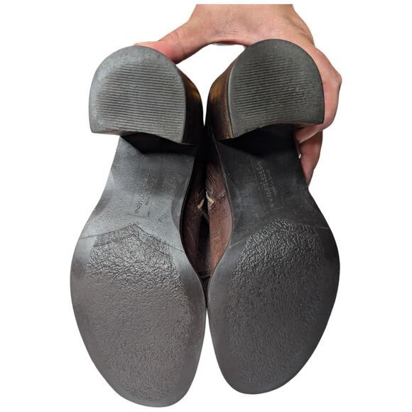 Matisse Brown Leather Beige Suede Shearling Lined Block Heel Tall Boots 9.5 - Picture 5 of 8